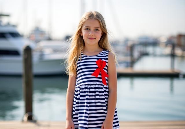 Bambina con abito stile marinaro