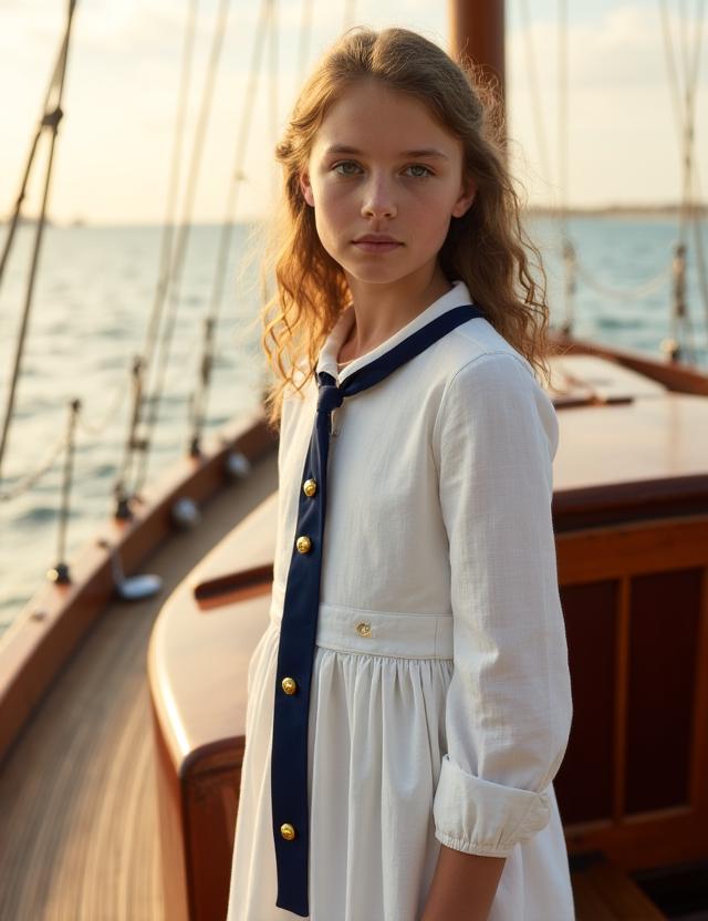 Abito elegante bianco e blu per cerimonia al mare
