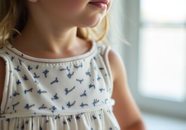 Bambina che indossa un vestito in cotone organico morbido