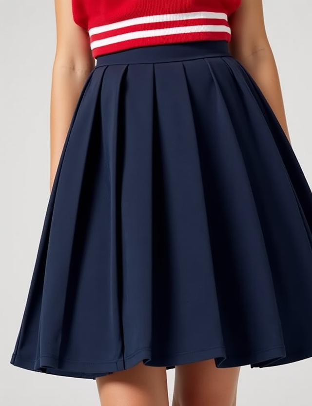 Gonna a pieghe blu navy stile collegiale